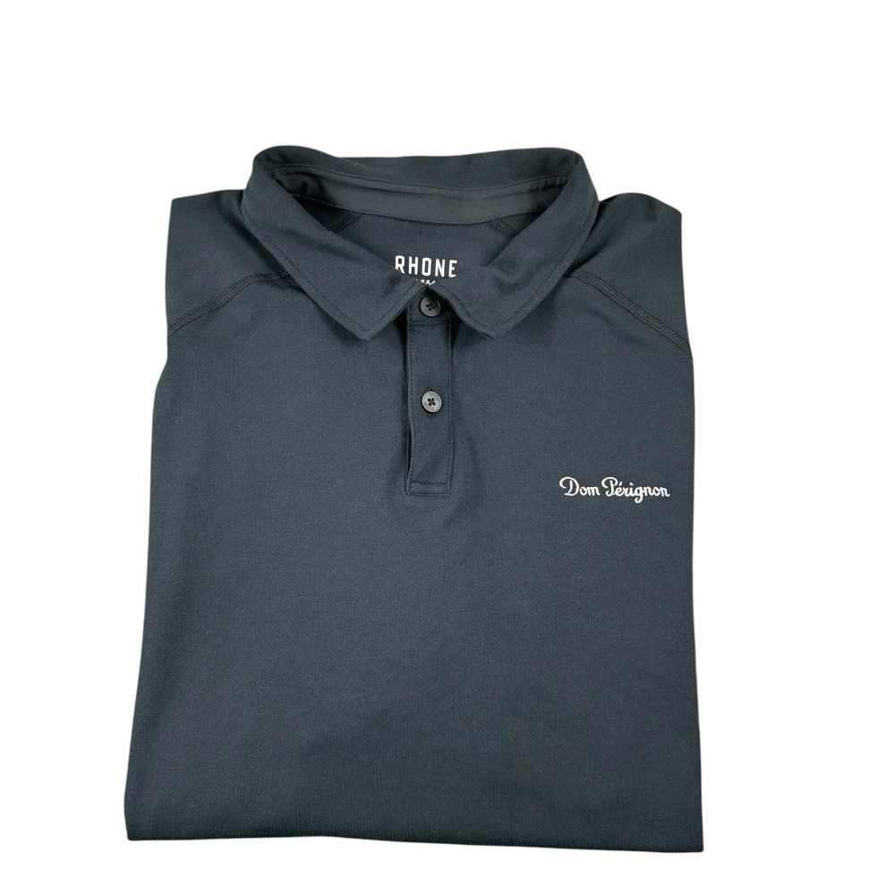 Rhone Black Delta Pique SS Performance Dom Perignon Mens Polo XL